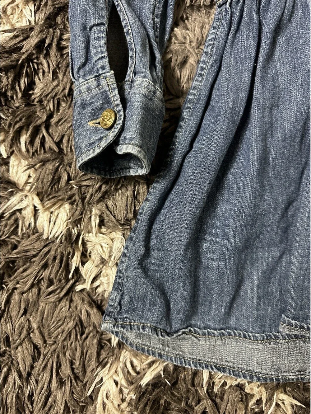 Polo Ralph Lauren Girls Denim Dress Button Front Long Sleeve Blue Size 8